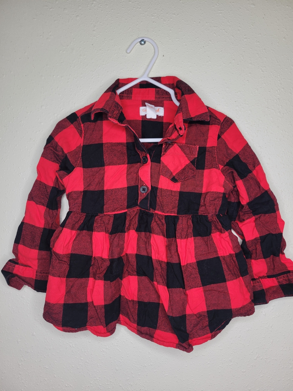 Red & Black Buffalo Plaid Baby/Toddler Shirt Dress